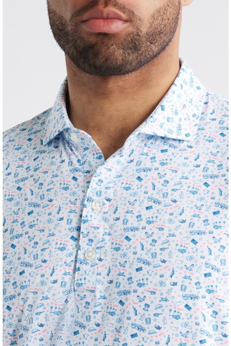 Jo Merica Icon Print Featherweight Performance Polo, Alternate, color, BARRACUDA