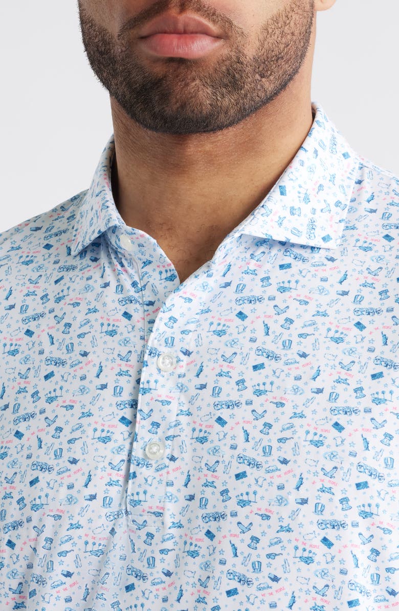 johnnie-O Jo Merica Icon Print Featherweight Performance Polo, Alternate, color, Barracuda