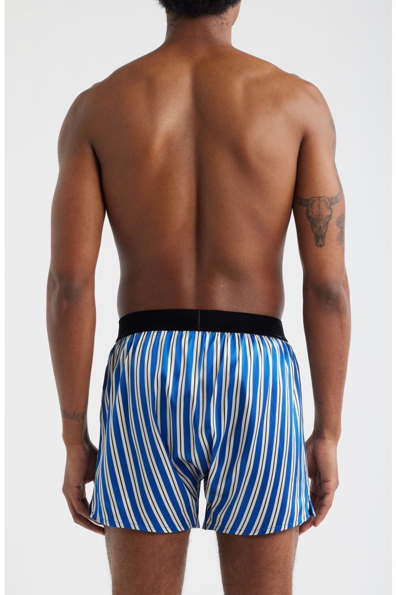 Stripe Stretch Silk Boxer Shorts, Alternate, color, BLUE/ WHITE