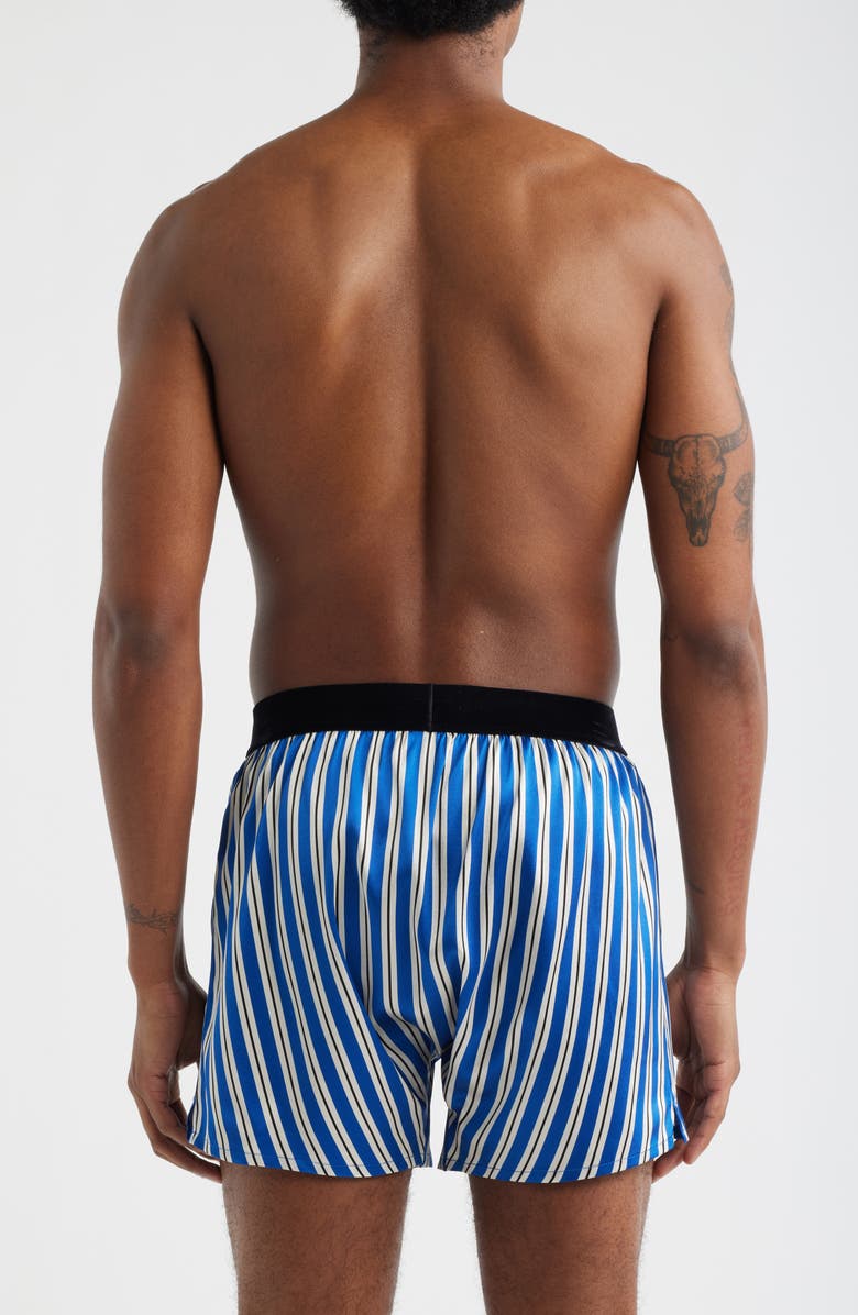 TOM FORD Stripe Stretch Silk Boxer Shorts, Alternate, color, Blue/ White