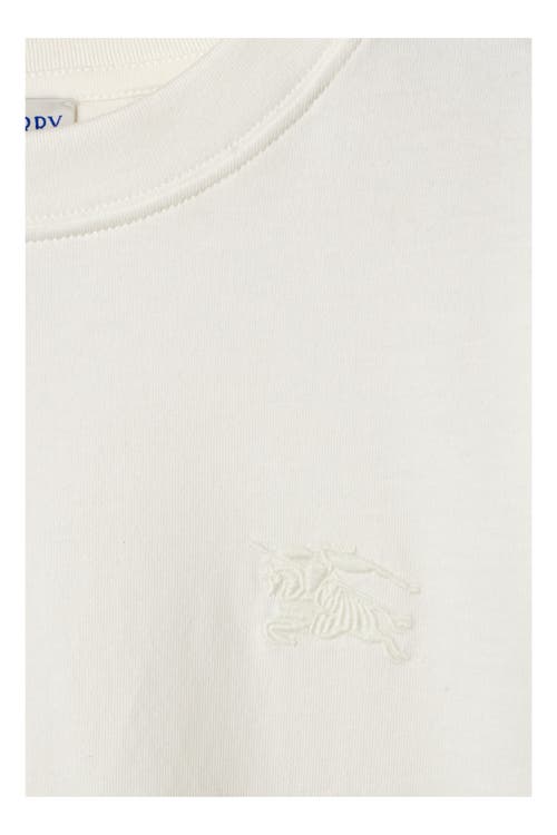 Burberry White Cotton Check Trims T-shirt In Chalk
