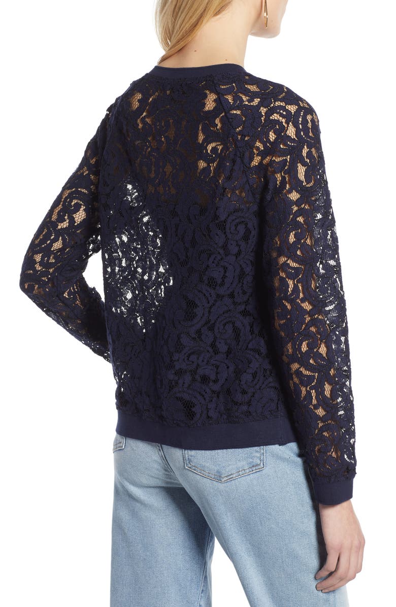Halogen<sup>®</sup> Rib Trim Lace Top, Alternate, color, 