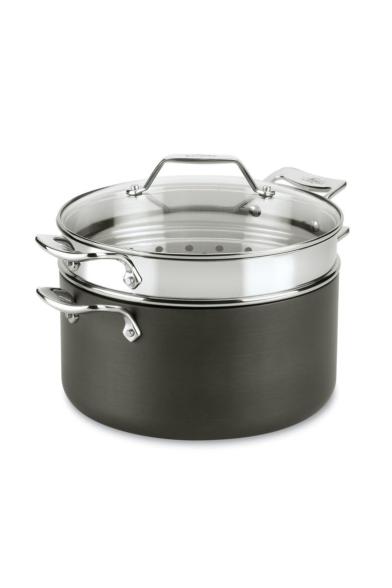 Essentials Steam, Poach & Stew Nonstick 7-Quart Pot with Multipurpose Insert and Lid, Alternate, color, BLACK