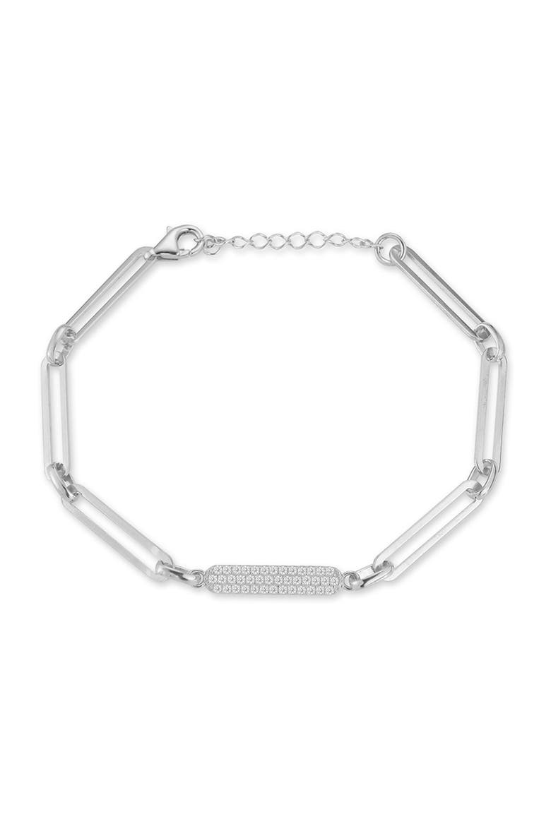 Pavé Cubic Zirconia Bar Bracelet, Main, color, SILVER