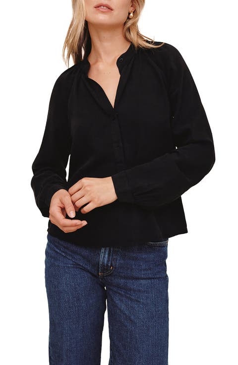Long Sleeve Wide Placket Tencel Lyocell Shirt
