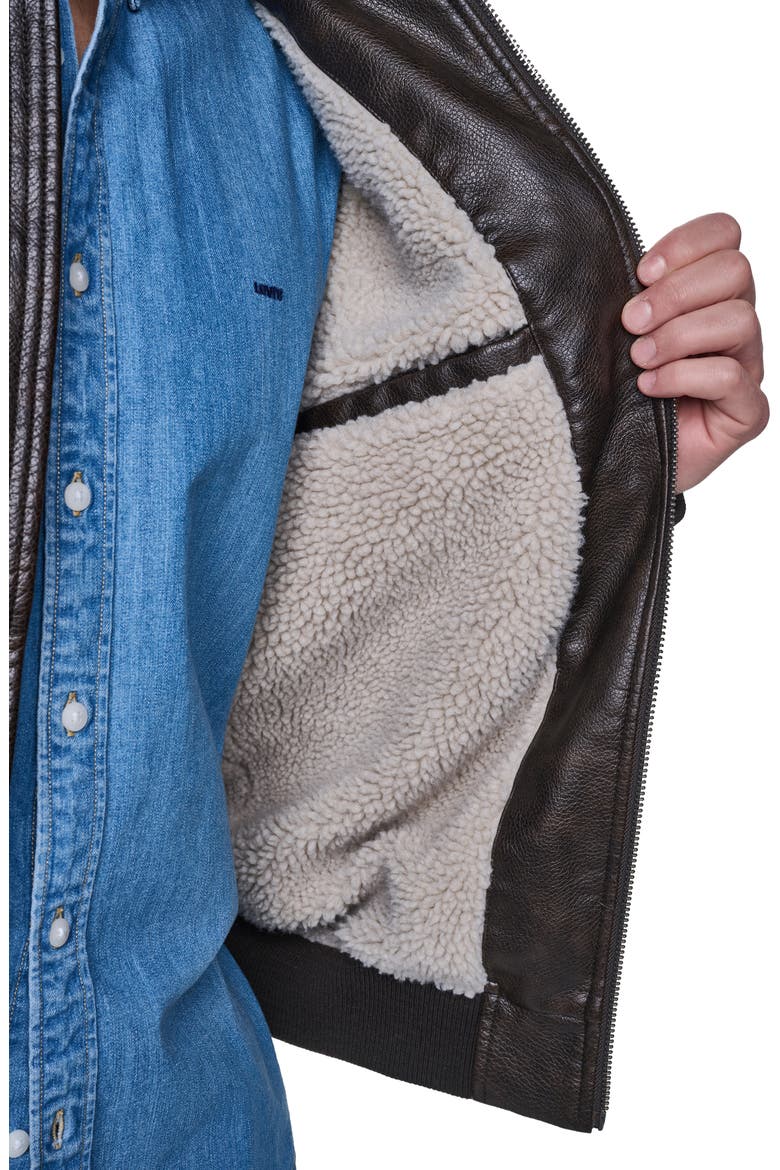 Faux Leather Bomber Jacket, Alternate, color, BROWN