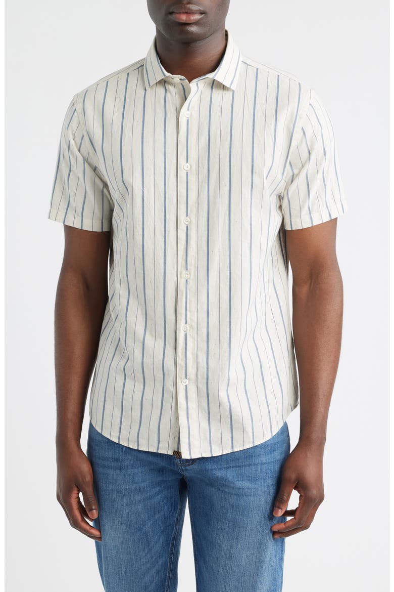 Donelson Short Sleeve Check Sport Shirt, Main, color, TINTED WHITE/ CARBON BLUE