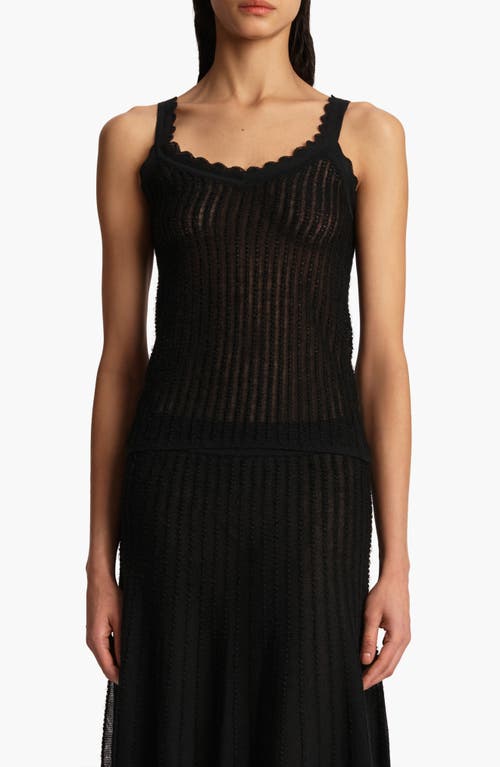 Khaite Ennio Scalloped Pointelle-knit Tank In Black