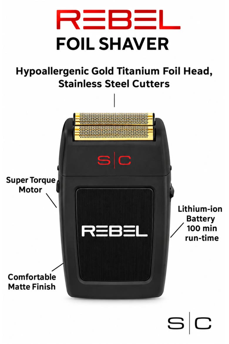 Rebel Gold Titanium Foil Shaver, Alternate, color, Black