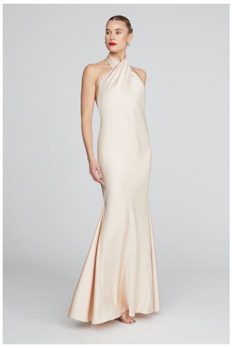 Ninette Satin Gown, Alternate, color, Pearl