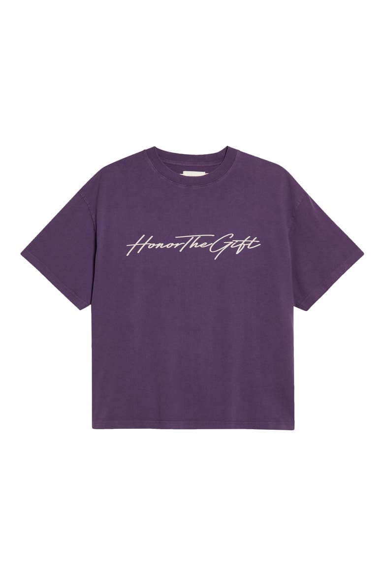 Script Cotton Graphic T-Shirt, Main, color, PURPLE