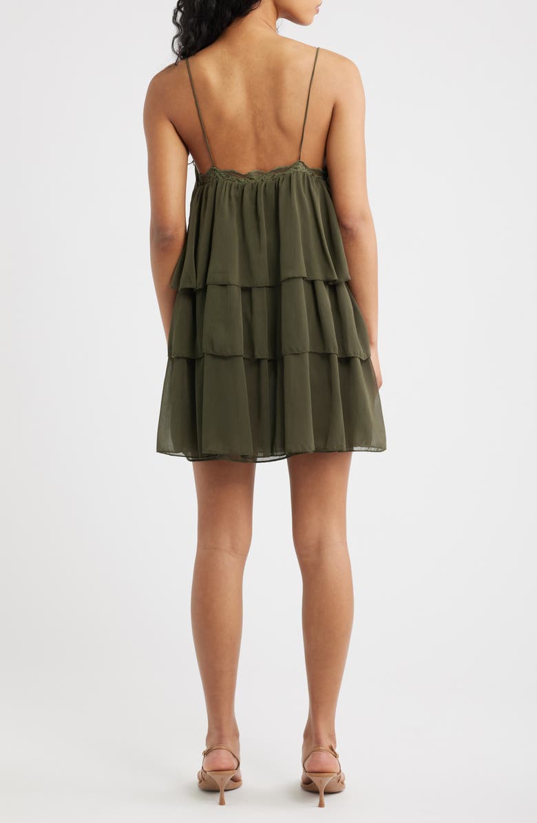 MANGO Tiered Minidress, Alternate, color, Green