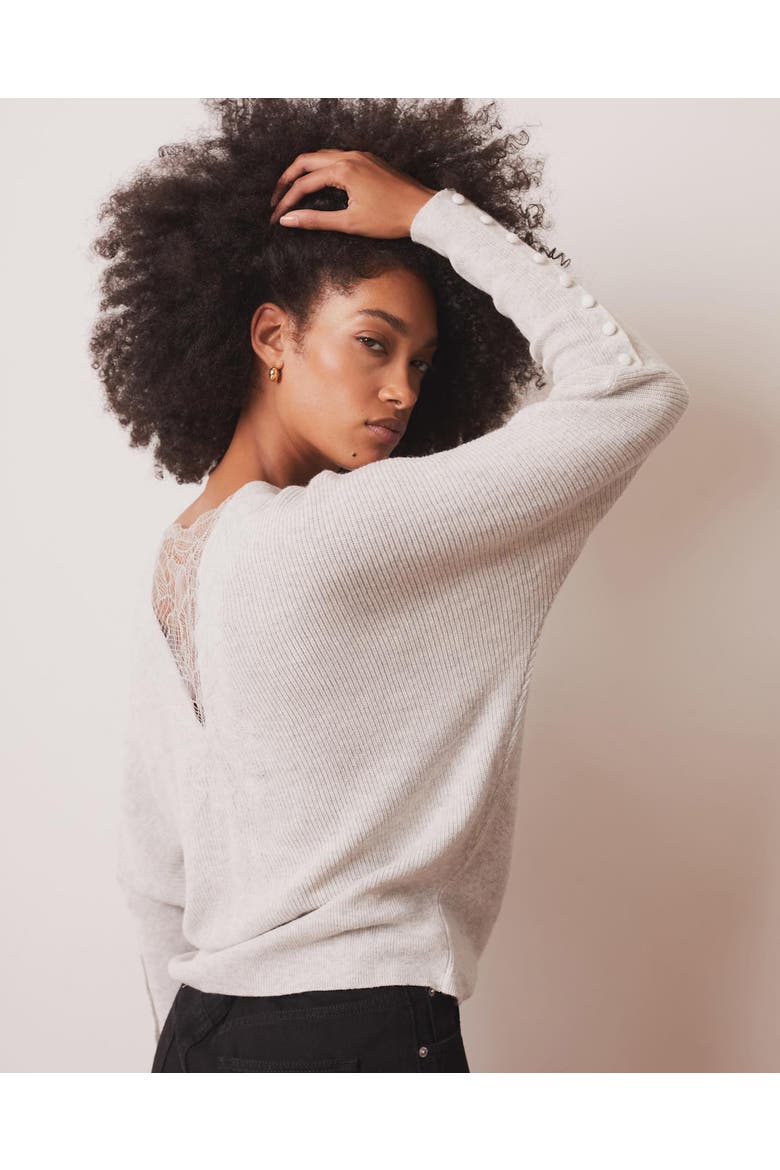 Lace Detail Batwing Jumper, Alternate, color, Grey