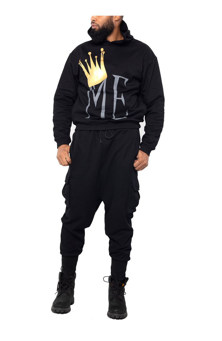Dai Moda Men's Crown Me Hoodie, Alternate, color, Black
