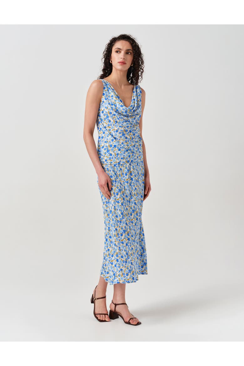 Nyla Cowl Neck Satin Top, Alternate, color, Blue Tulip