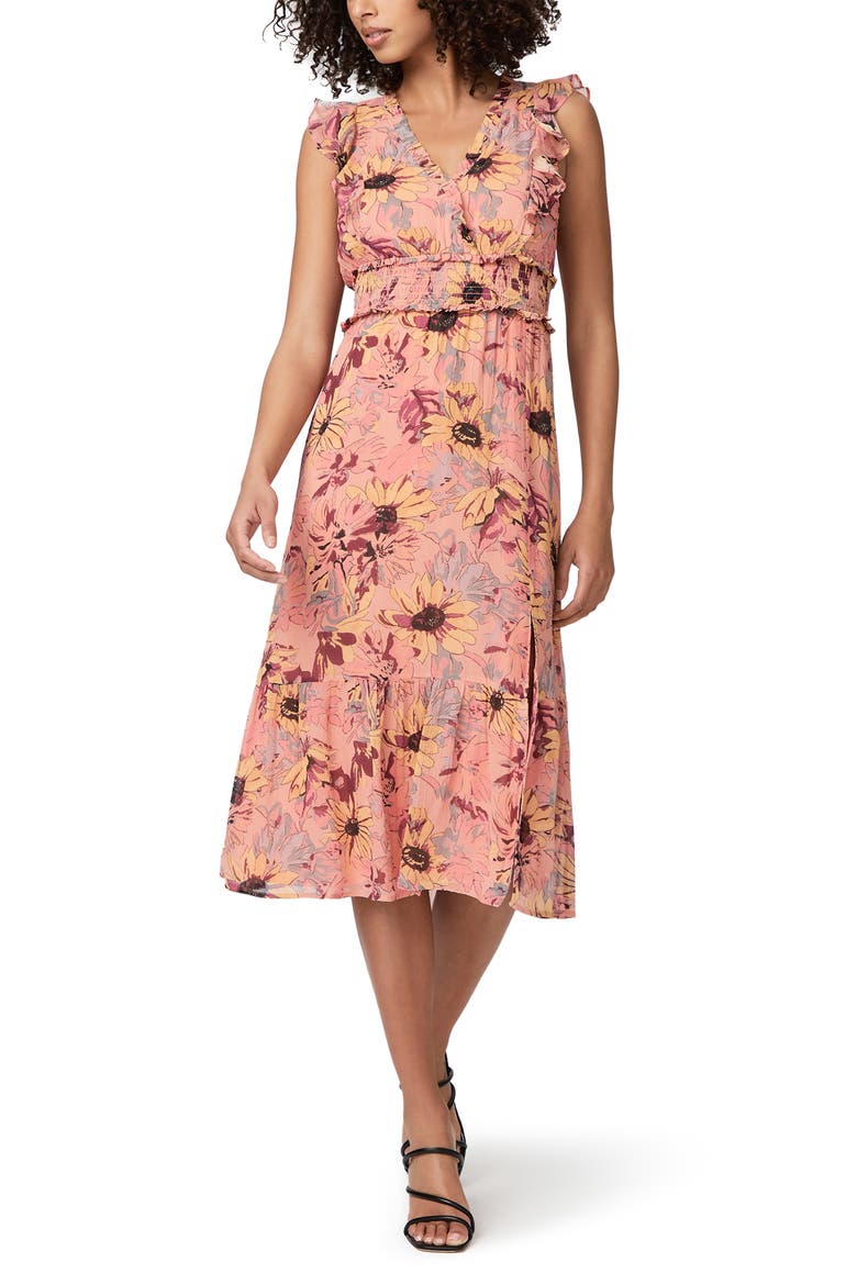 Katharina Floral Sleeveless A-Line Silk Dress, Alternate, color, PINK MLTI