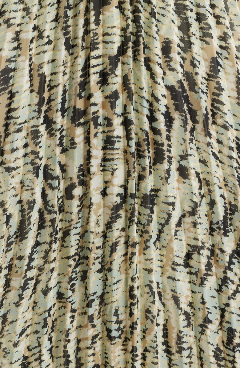 Anne Klein Print Pleated Maxi Skirt, Alternate, color, Soft Aloe Multi