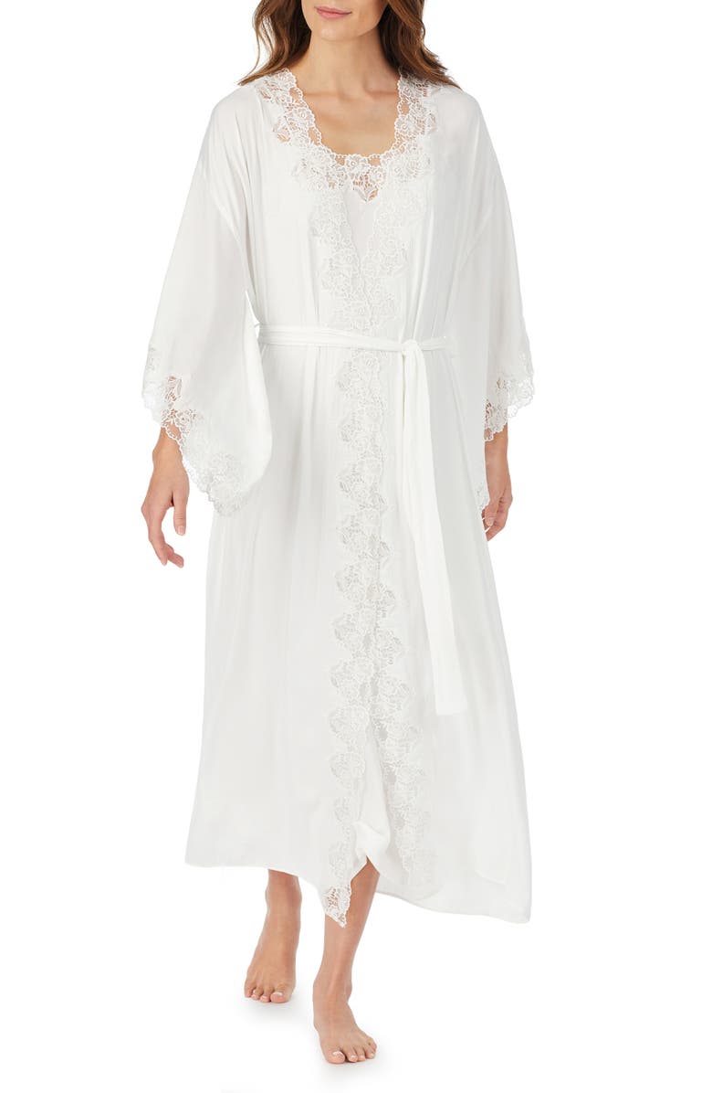 Eileen West Ballet Satin Robe, Main, color, Winter White