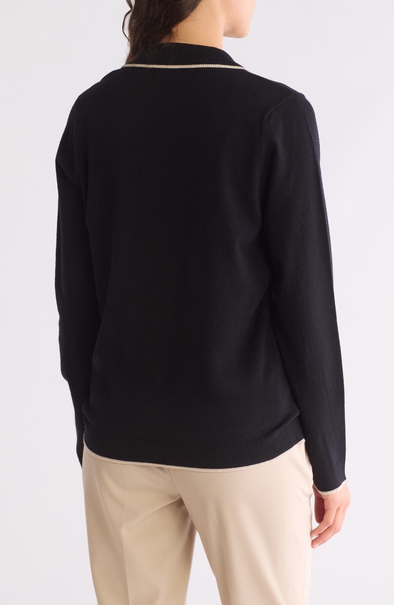 MAX STUDIO Tipped Button Front Cardigan, Alternate, color, Black/ Heather Bone