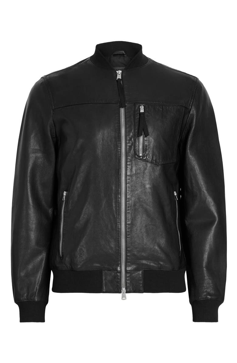 AllSaints Tyro Leather Bomber Jacket, Alternate, color, 