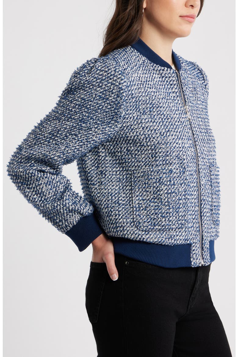 Tweed Bomber Jacket, Alternate, color, NAVY STILL