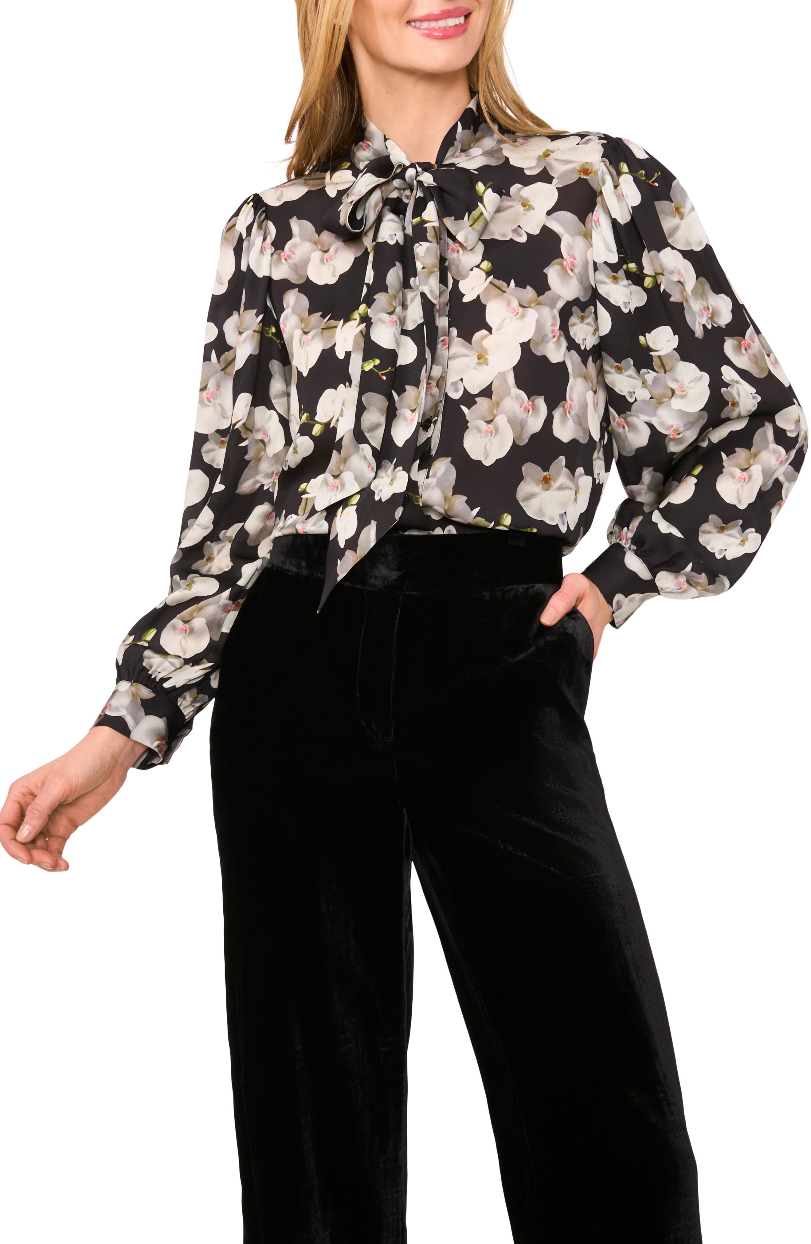 Ted Baker Floral Tie Neck Button-Up Shirt