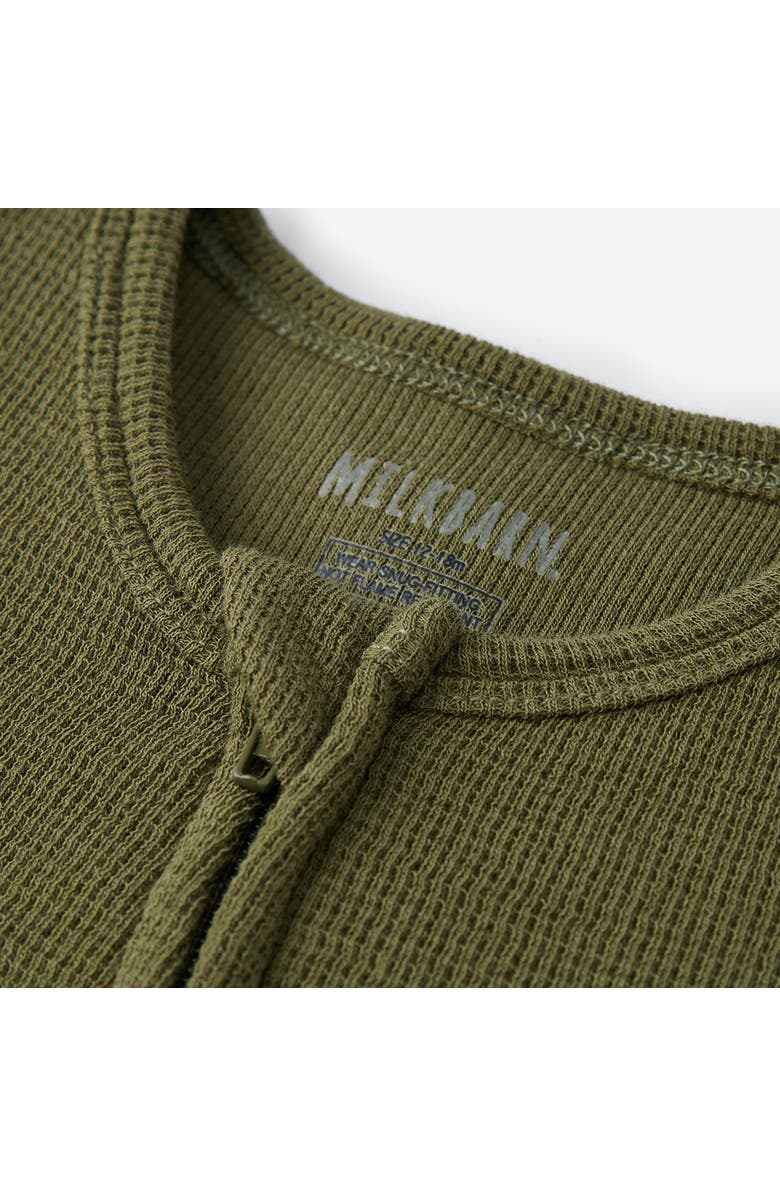 Milkbarn Waffle Zipper Pajama, Alternate, color, Olive