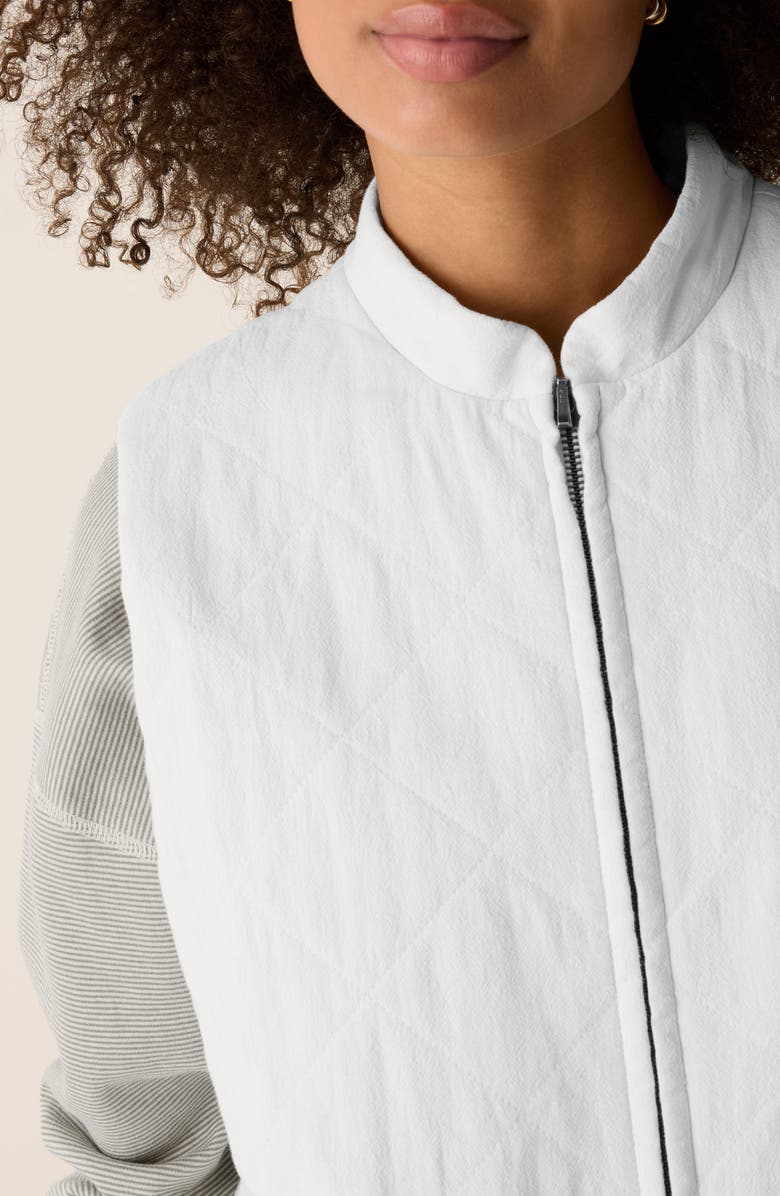 Eileen Fisher Quilted Linen & Cotton Vest, Alternate, color, Bone