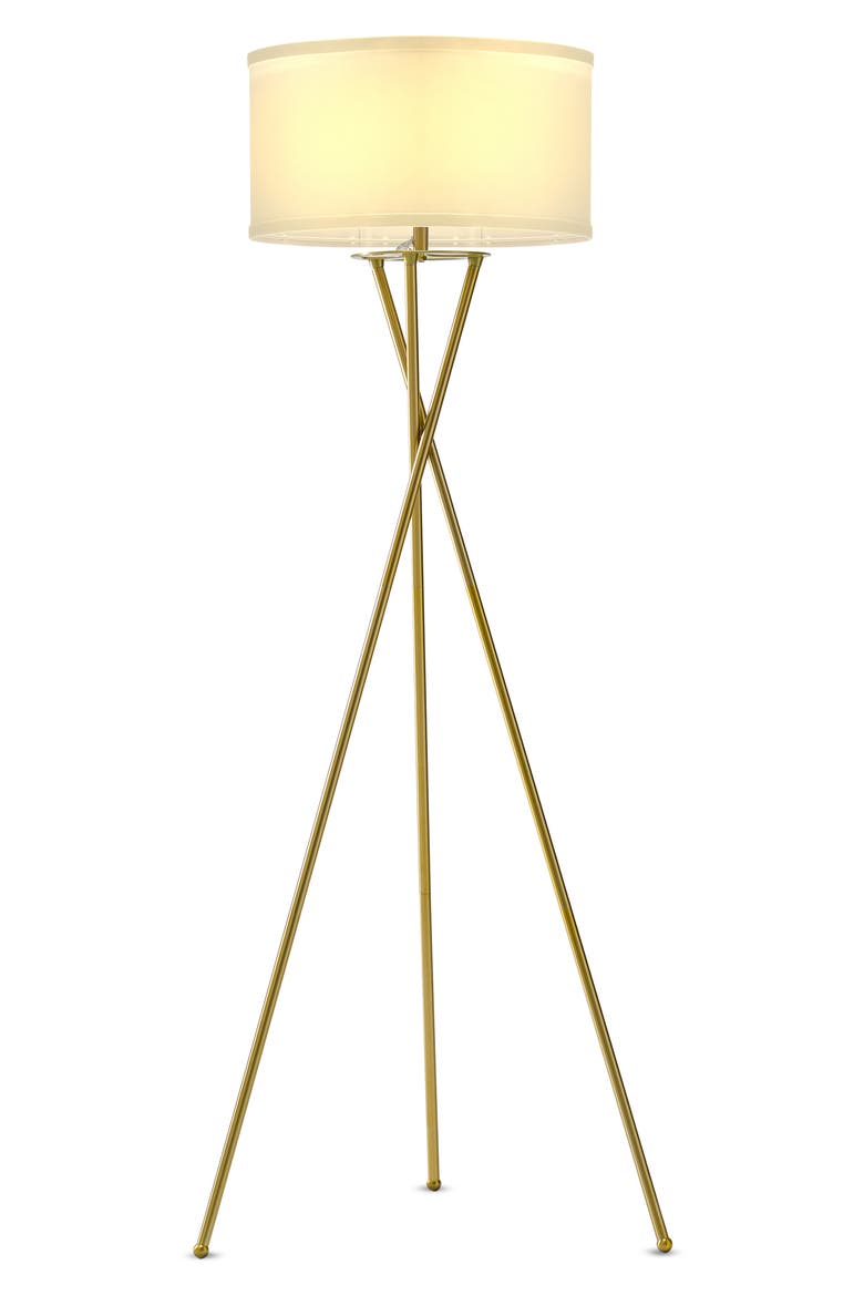 Jaxon 60' Smart Home Compatible LED Twisted Tripod Floor Lamp, Alternate, color, BRASS