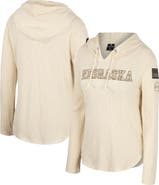 COLOSSEUM Women's Colosseum Cream Nebraska Huskers OHT Military Appreciation Casey Raglan Long Sleeve Hoodie T-Shirt
