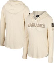 COLOSSEUM Women's Colosseum Cream Nebraska Huskers OHT Military Appreciation Casey Raglan Long Sleeve Hoodie T-Shirt