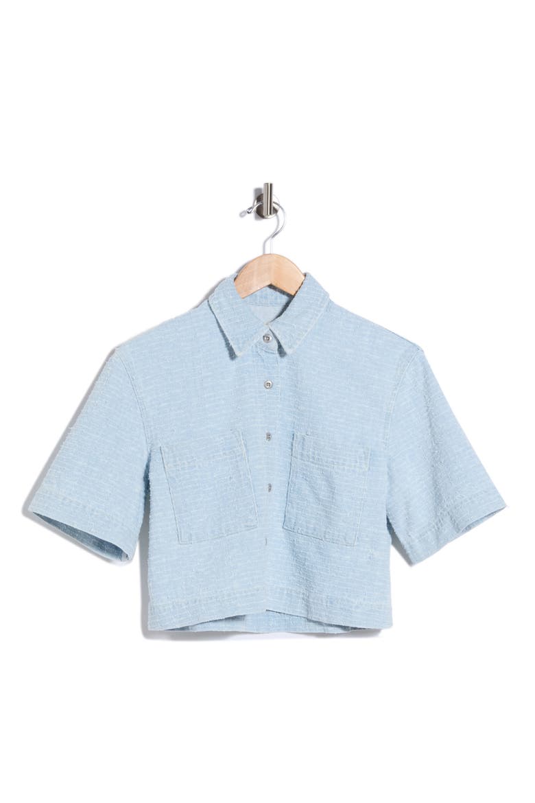 Lana Textured Cotton Button-Up Shirt, Alternate, color, SKY TWEED
