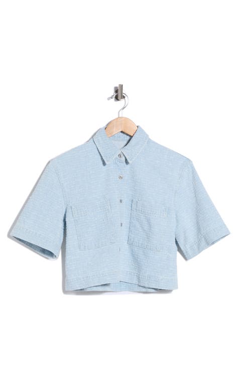 Lana Textured Cotton Button-Up Shirt