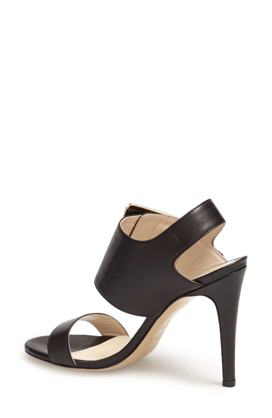 'Evana' Sandal, Alternate, color, BLACK LEATHER