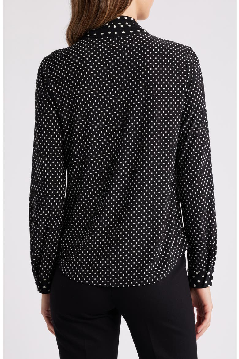 Polka Dot Tie Neck Long Sleeve Top, Alternate, color, ANNE BLACK/ ANNE WHITE