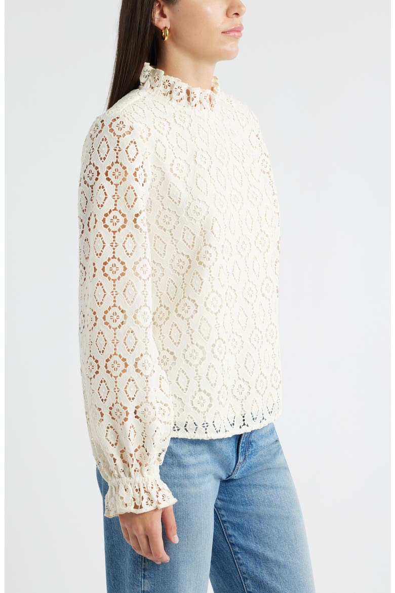Ruffle Lace Top, Alternate, color, IVORY PRISTINE