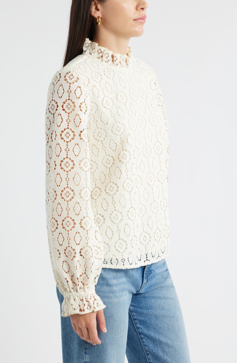 Caslon<sup>®</sup> Ruffle Lace Top, Alternate, color, Ivory Pristine