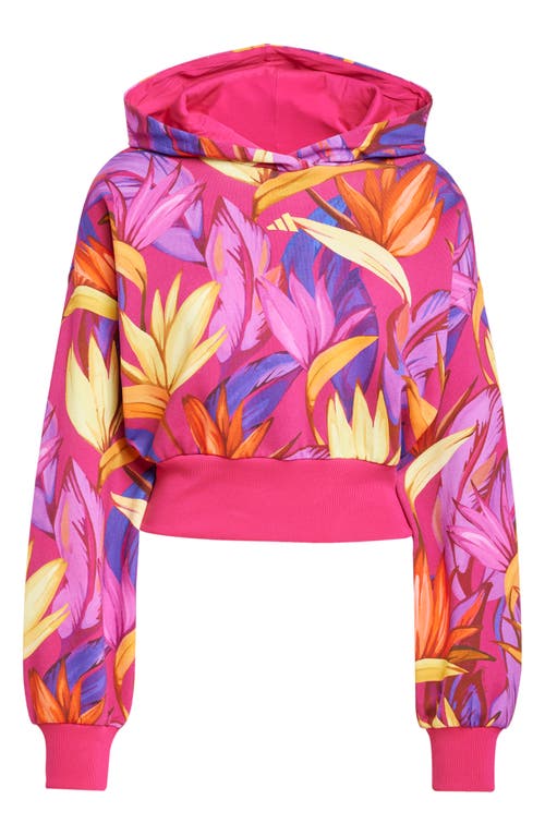 Adidas X Farm Rio X Farm Rio Cotton Graphic Hoodie In Bold Pink/yellow/fuchsia