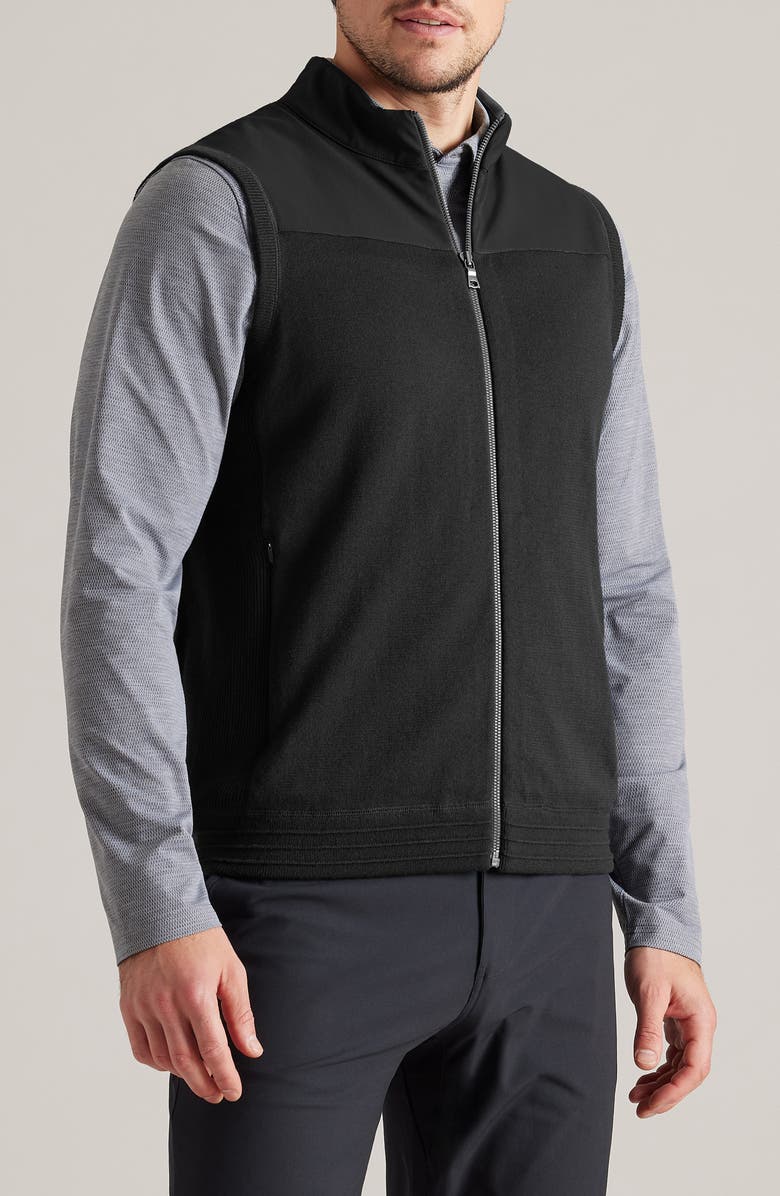 Rhone Commuter Zip Sweater Vest, Main, color, Black
