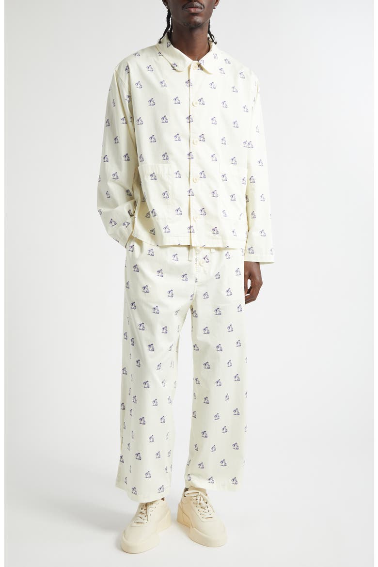 Teddy Bear Print Pajamas, Main, color, IVORY BASE