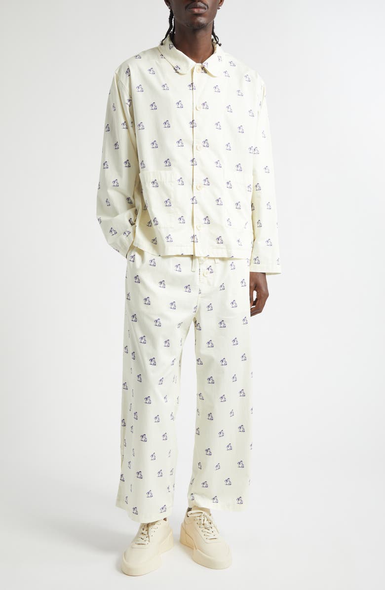Undercover Teddy Bear Print Pajamas, Main, color, Ivory Base