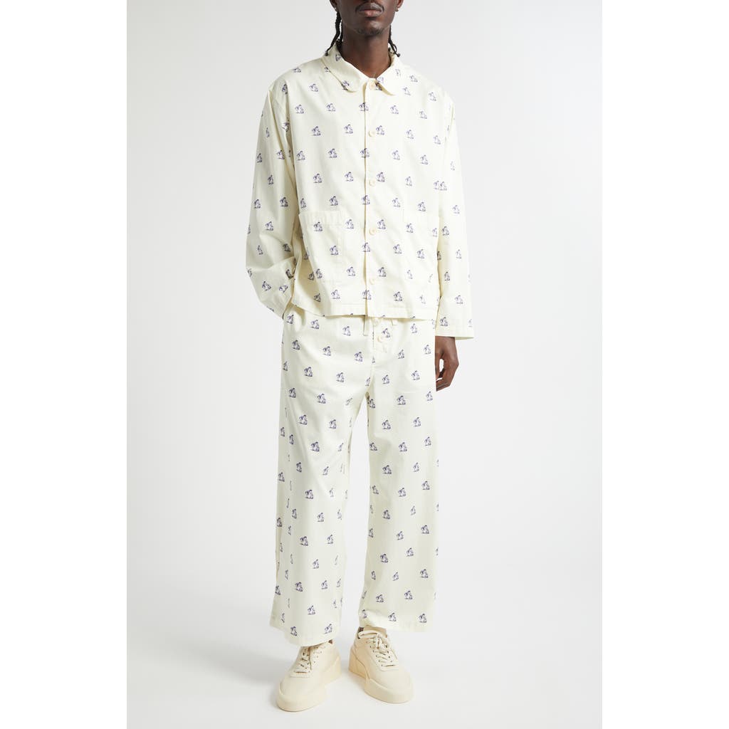 Undercover Teddy Bear Print Pajamas In White