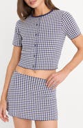 Good American The Keepsake Gingham Crop Cardigan
