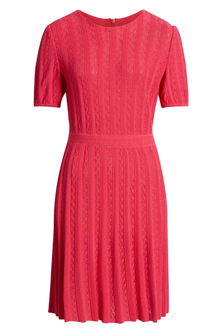 Fit & Flare Pointelle Stitch Dress, Alternate, color, VIBRANT FUCHSIA