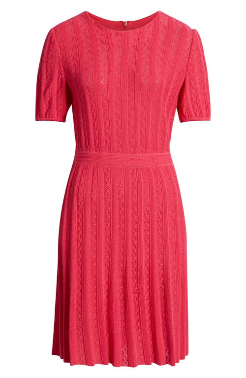 Ming Wang Fit & Flare Pointelle Stitch Dress