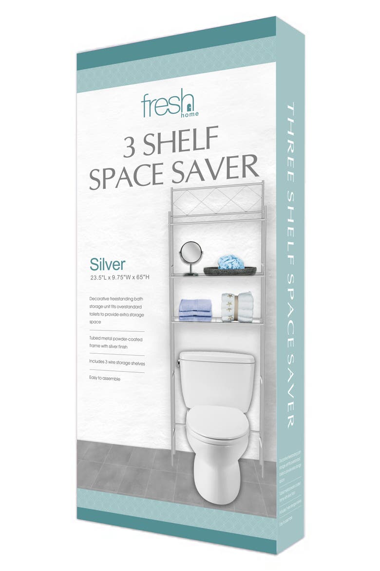 3-Shelf Metal Bathroom Organizer, Alternate, color, SILVER