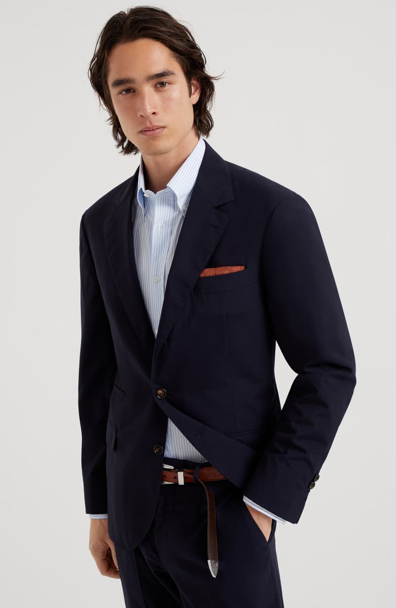 Brunello Cucinelli Wool and silk blazer, Alternate, color, Navy Blue