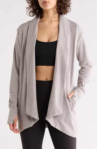 90 DEGREE BY REFLEX Marled Piqué Open Front Cardigan