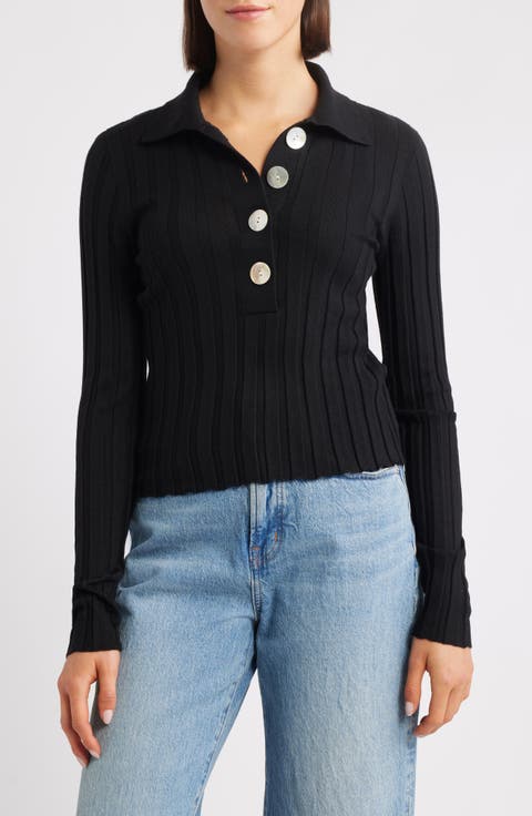 Merino Wool & Silk Polo Sweater