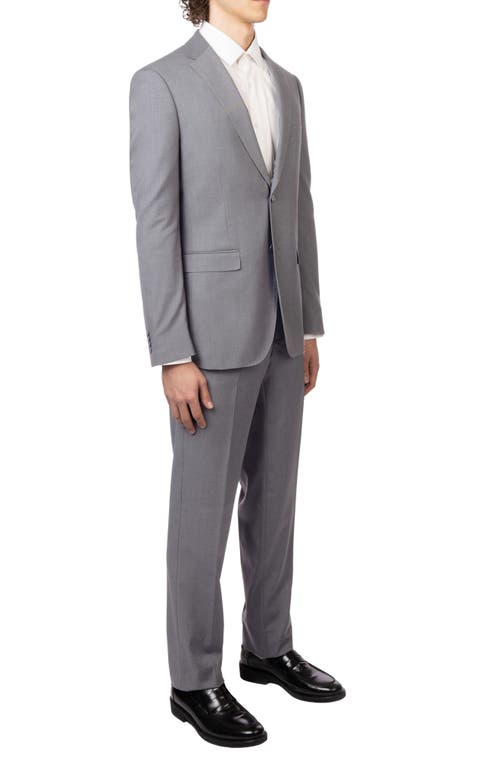 Zanetti Slim Fit Grey Notch Lapel Stretch Suit In Gray